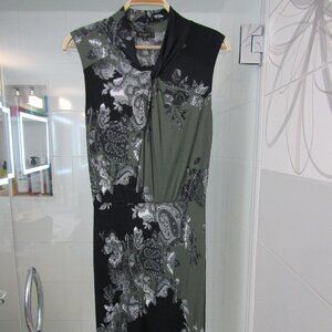 ETRO Made In Italy Black & Olive Abstract Print Dress--Size 42/6